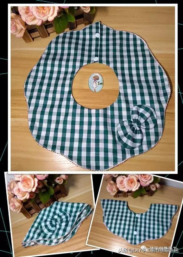 手工diy儿童厨房围兜,手工制作口水兜圆形