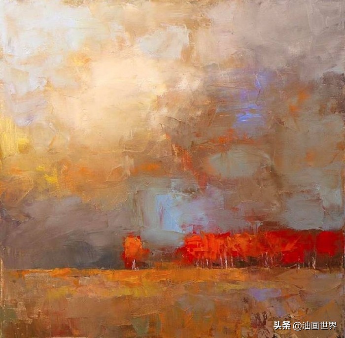 波澜壮阔雄壮唯美的风景油画,笔触风景画
