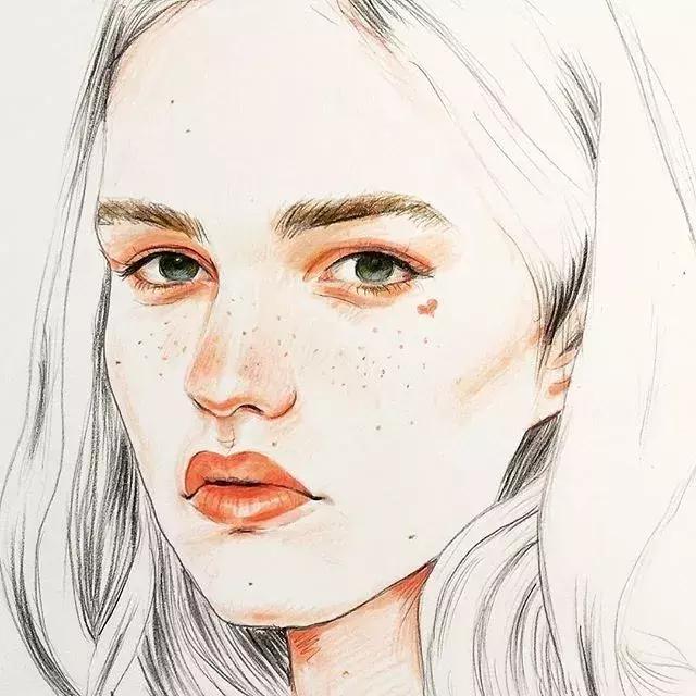 淡淡的彩铅插画，好迷人、性感
