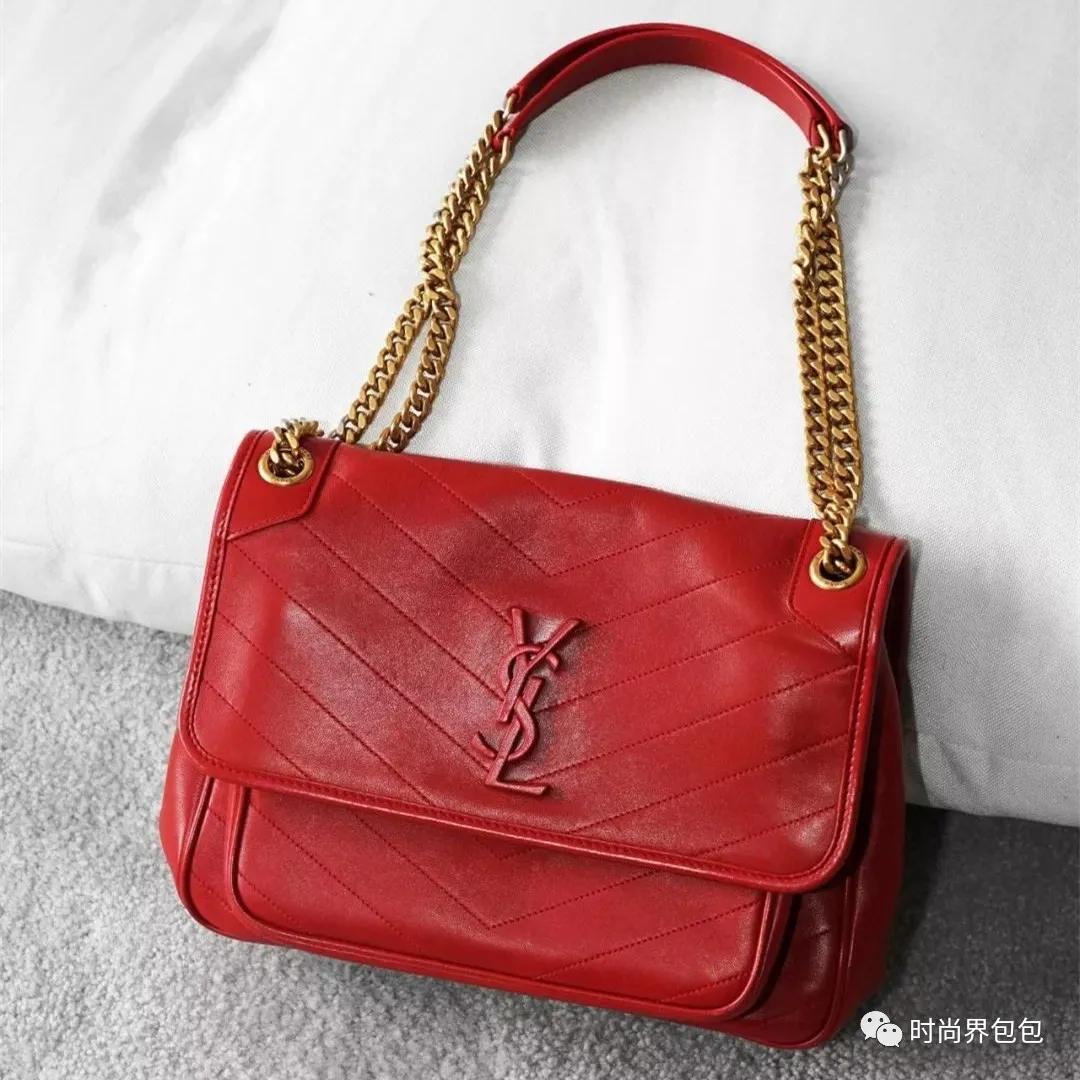 圣罗兰ysl鳄鱼压纹日落链条包,ysl圣罗兰鱼子酱玫红色链条包