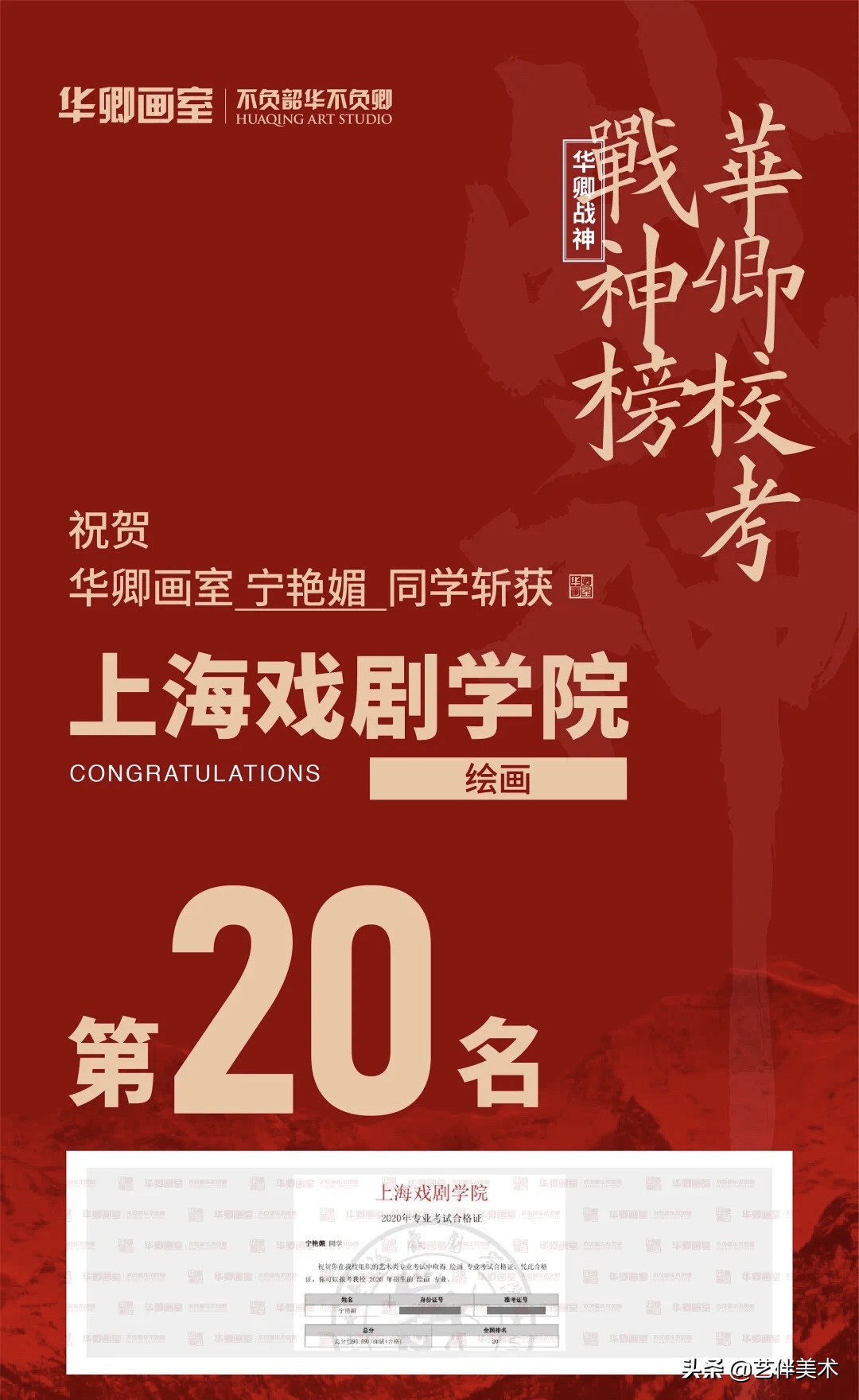 华卿画室—上戏四冠王专访“我想告诉您，我一定不会让您失望的”