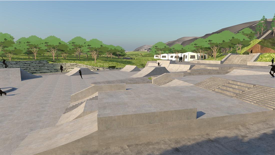 能滑滑板的公园,滑板主题公园设计