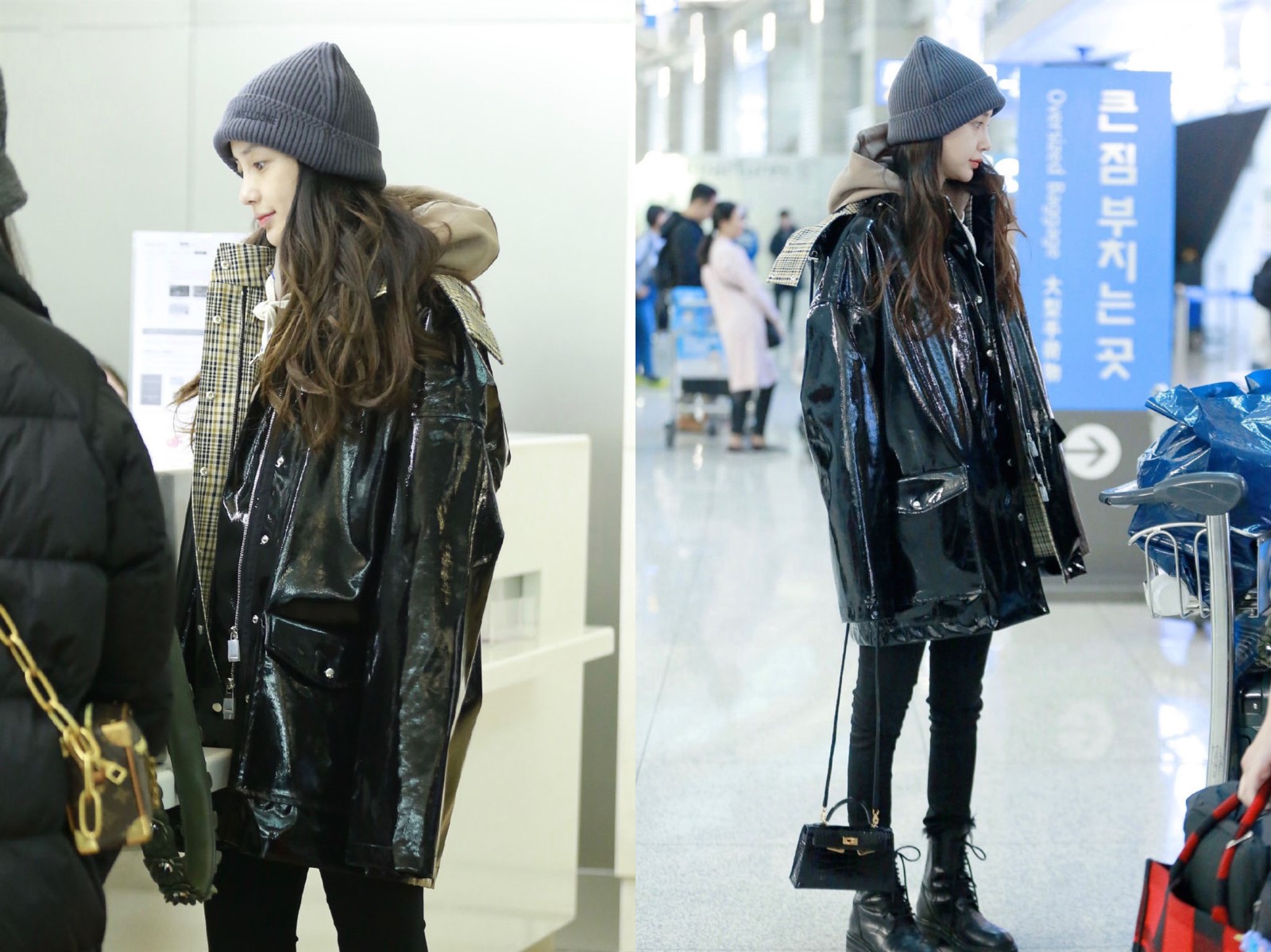 baby参加巴黎时装周粉色衣服,baby机场女卫衣