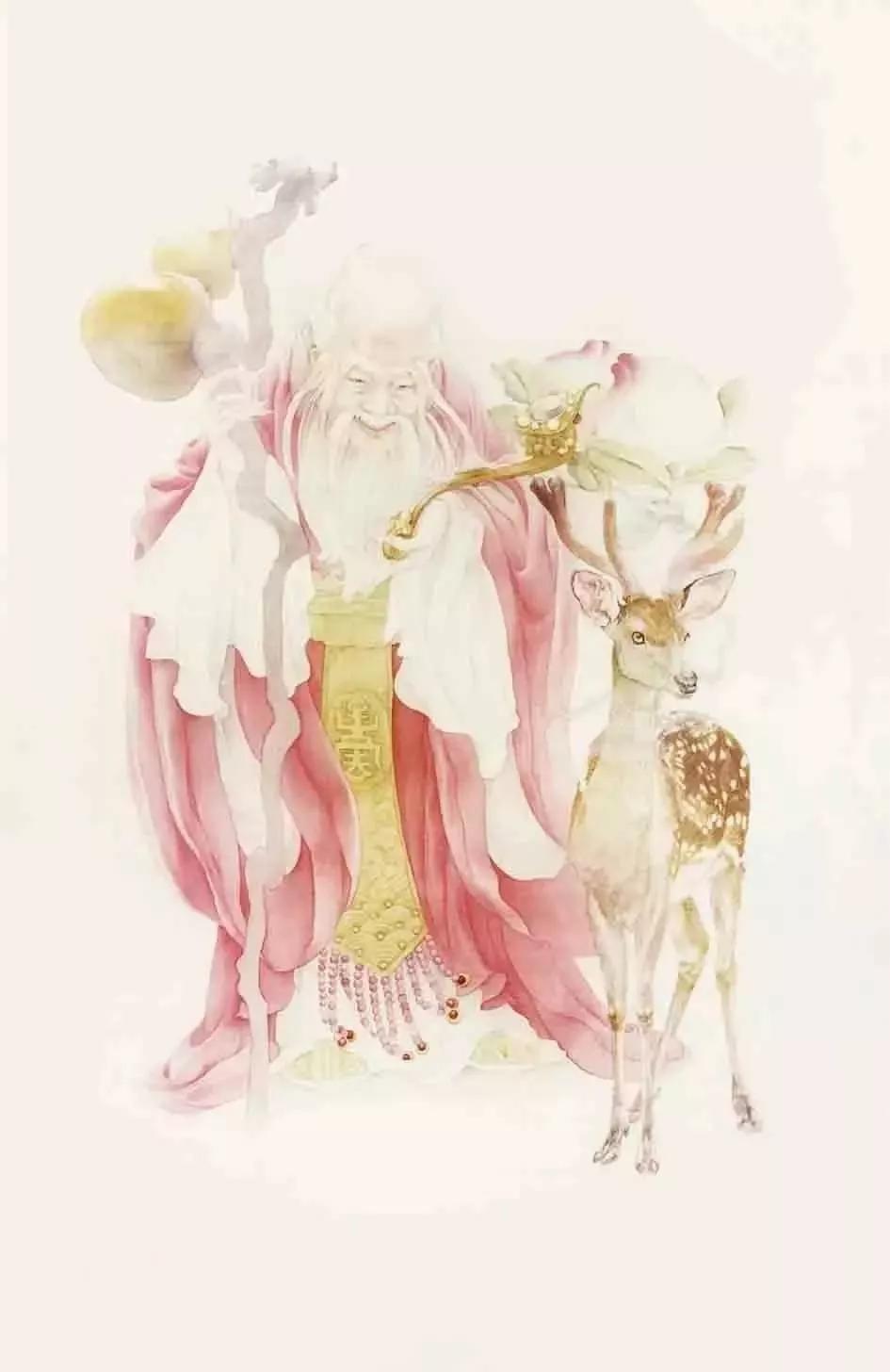 工笔人物老人画法,工笔寿星图多少钱