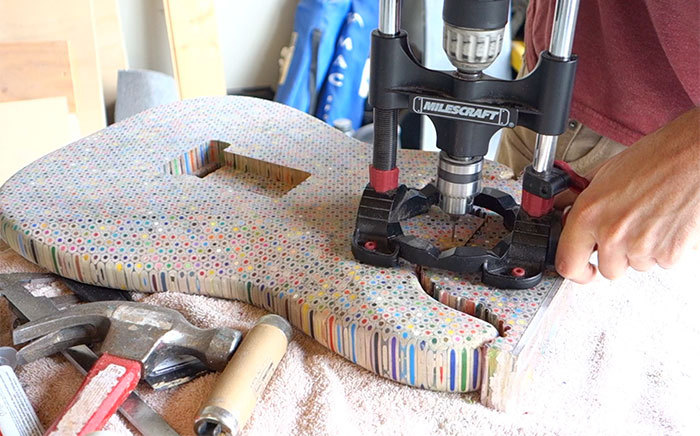 国外大神自己制作吉他,铅笔做吉他