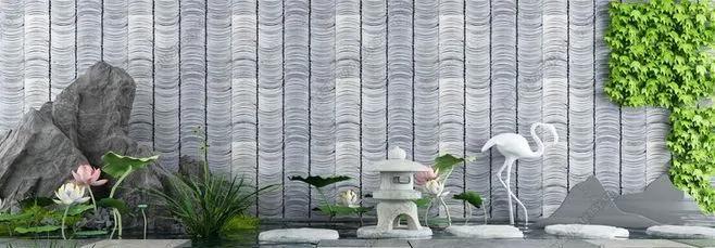 日式庭院景观设计3d图,日系庭院设计建模