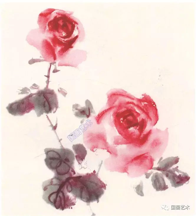 月季花的画法视频教程,一学就会中国画写意月季的画法