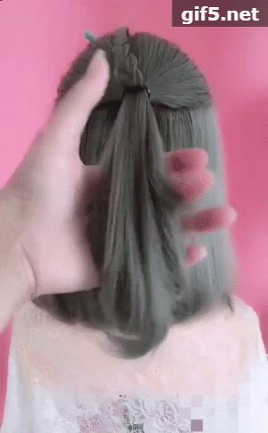 短发用红色大蝴蝶结怎么扎头发,短发怎么扎蝴蝶结马尾好看