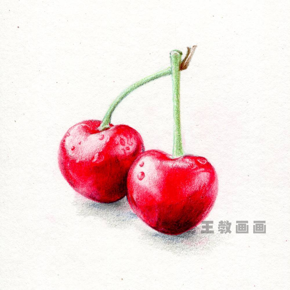 彩铅大樱桃,彩铅画超详细简单的樱桃教程