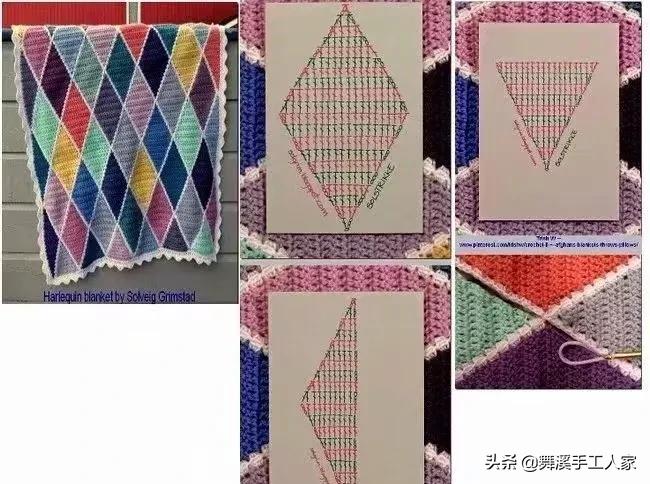 剩下的毛线钩织的小毛毯视频,毛线钩针编织斜纹彩虹毯子