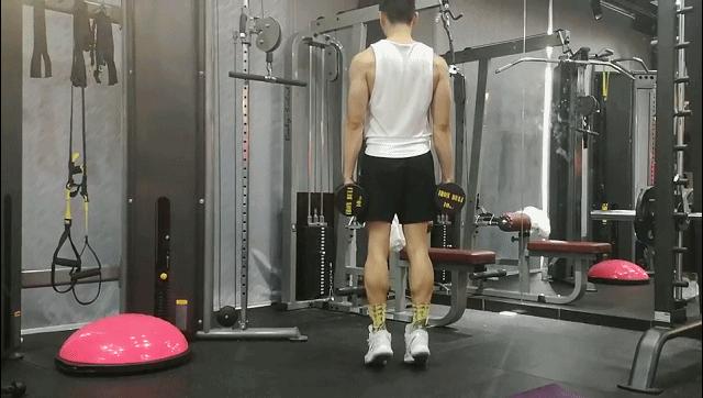 100斤瘦子增肌哑铃训练,哑铃垫高蹲练大腿内侧增肌