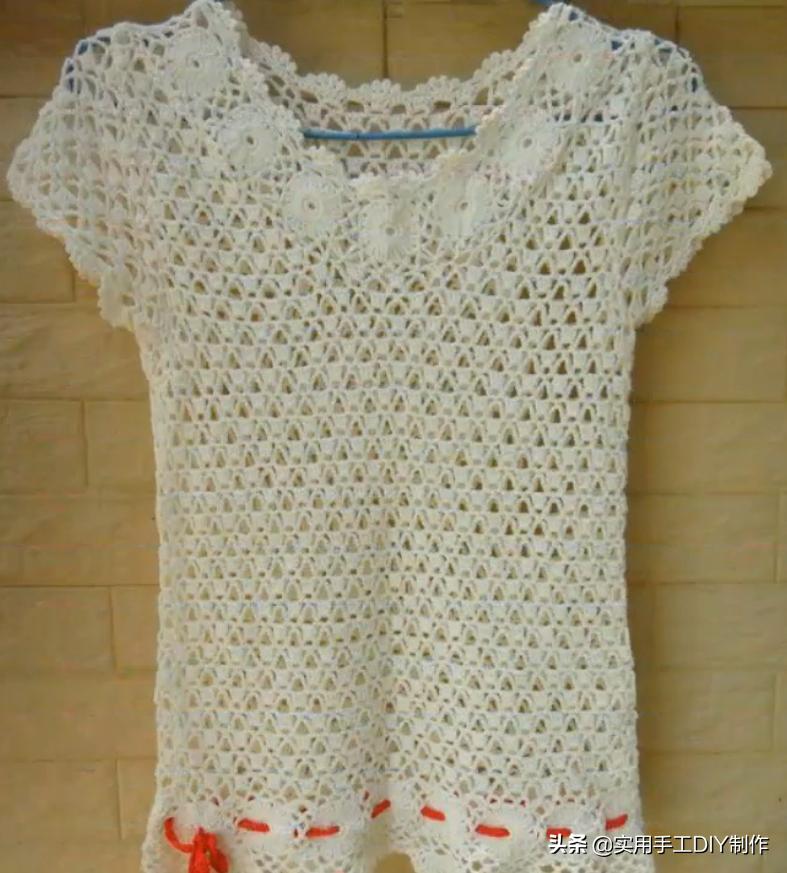 钩针蕾丝背心,针织背心手织花形图案