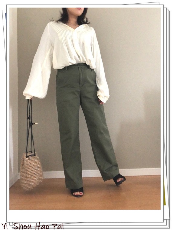 夏天绿色短袖阔腿裤套装配的凉鞋,黑色阔腿裤配绿色碎花上衣好看吗