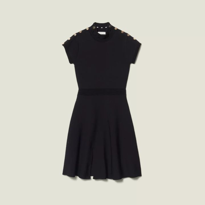 sandro连衣裙桑蚕丝,sandro18款小黑裙