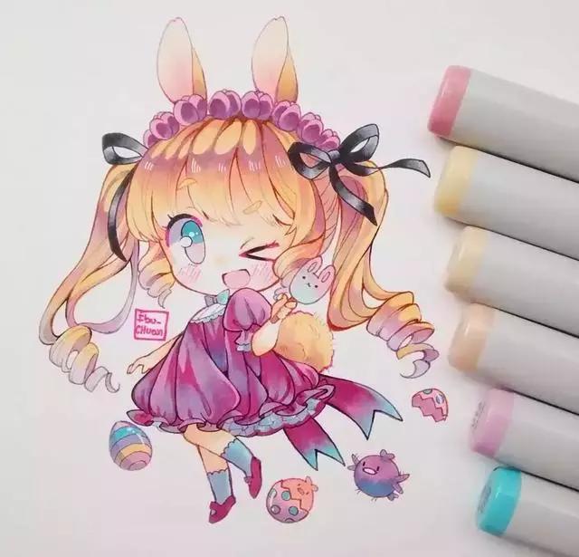 马克笔动漫上色教程q版,动漫手绘马克笔上色教程