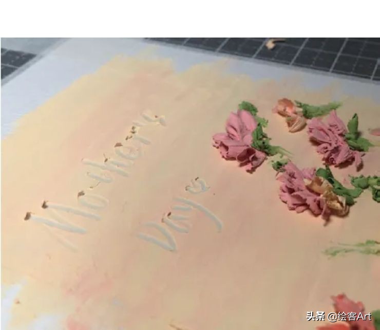 用油画棒画关于母亲节的绘画,用油画棒来画立体康乃馨
