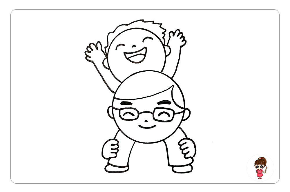 父亲节快乐的手抄报简笔画,孙子祝爷爷父亲节快乐的简笔画