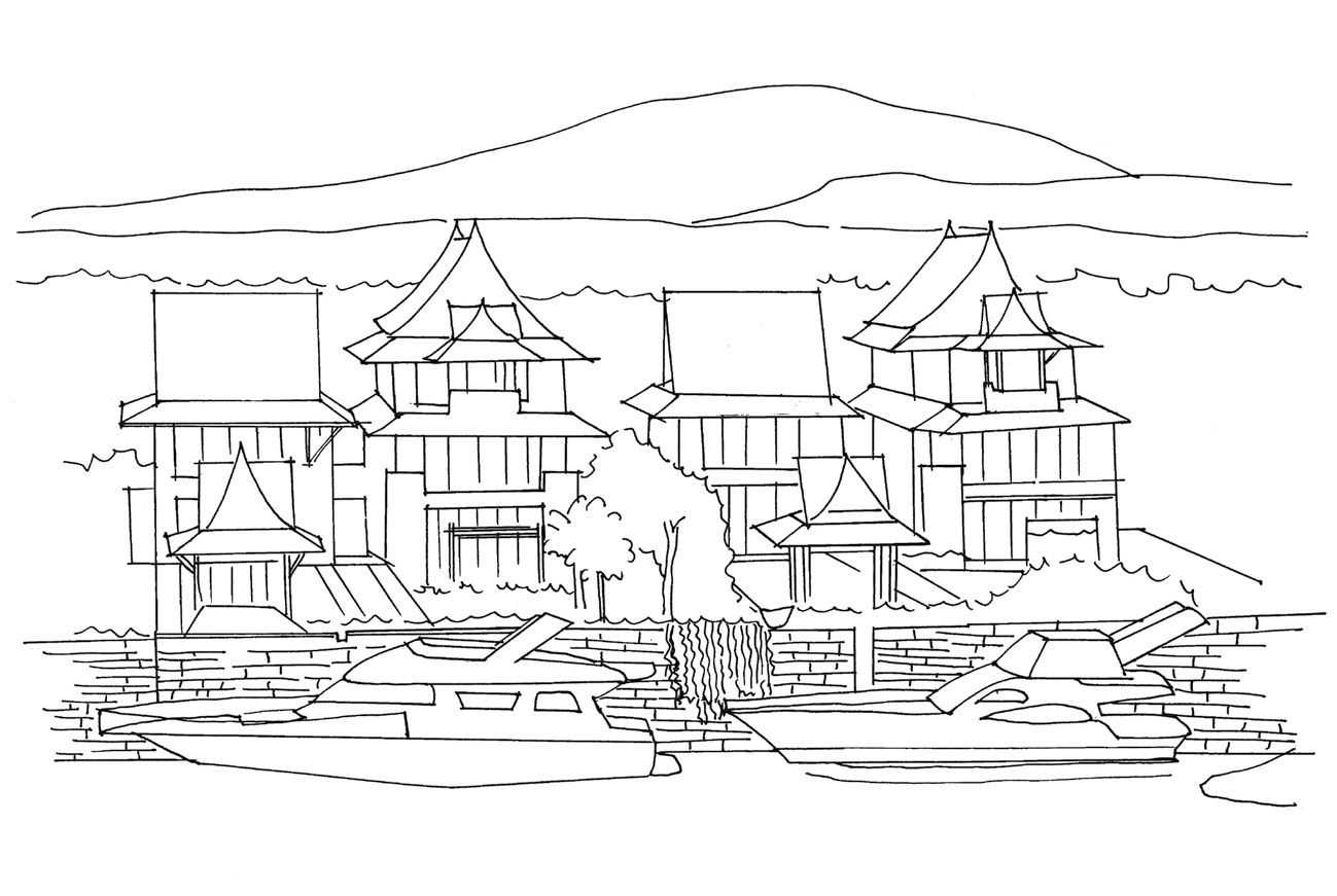 中国古代建筑手绘线稿步骤图,尺规手绘建筑平面图的绘制步骤