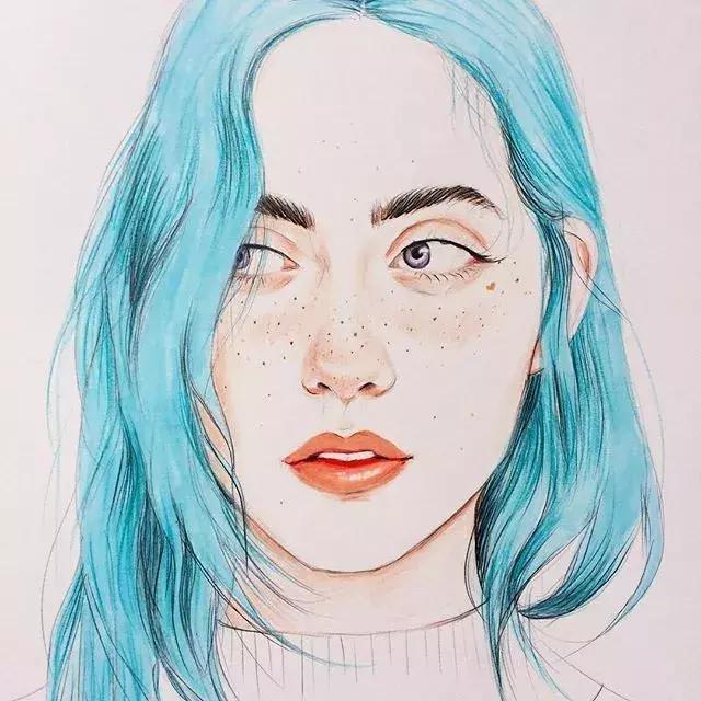 淡淡的彩铅插画，好迷人、性感