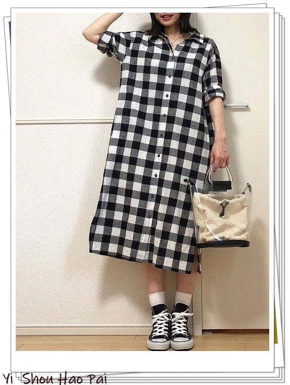 夏季格子衬衫搭配50岁,新款格子衬衫时尚潮流穿搭