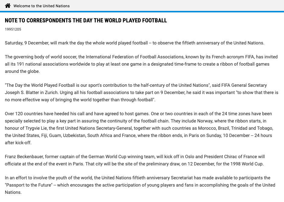 世界足球日来源,有关世界足球日的内容