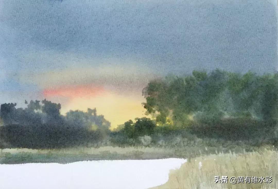 水彩画山风景入门,远山画法入门教程