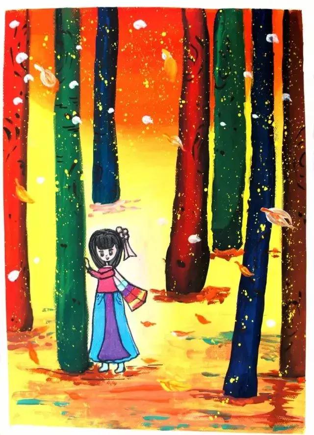 儿童水粉画国画教程,色彩明度渐变水粉画作品教程简单