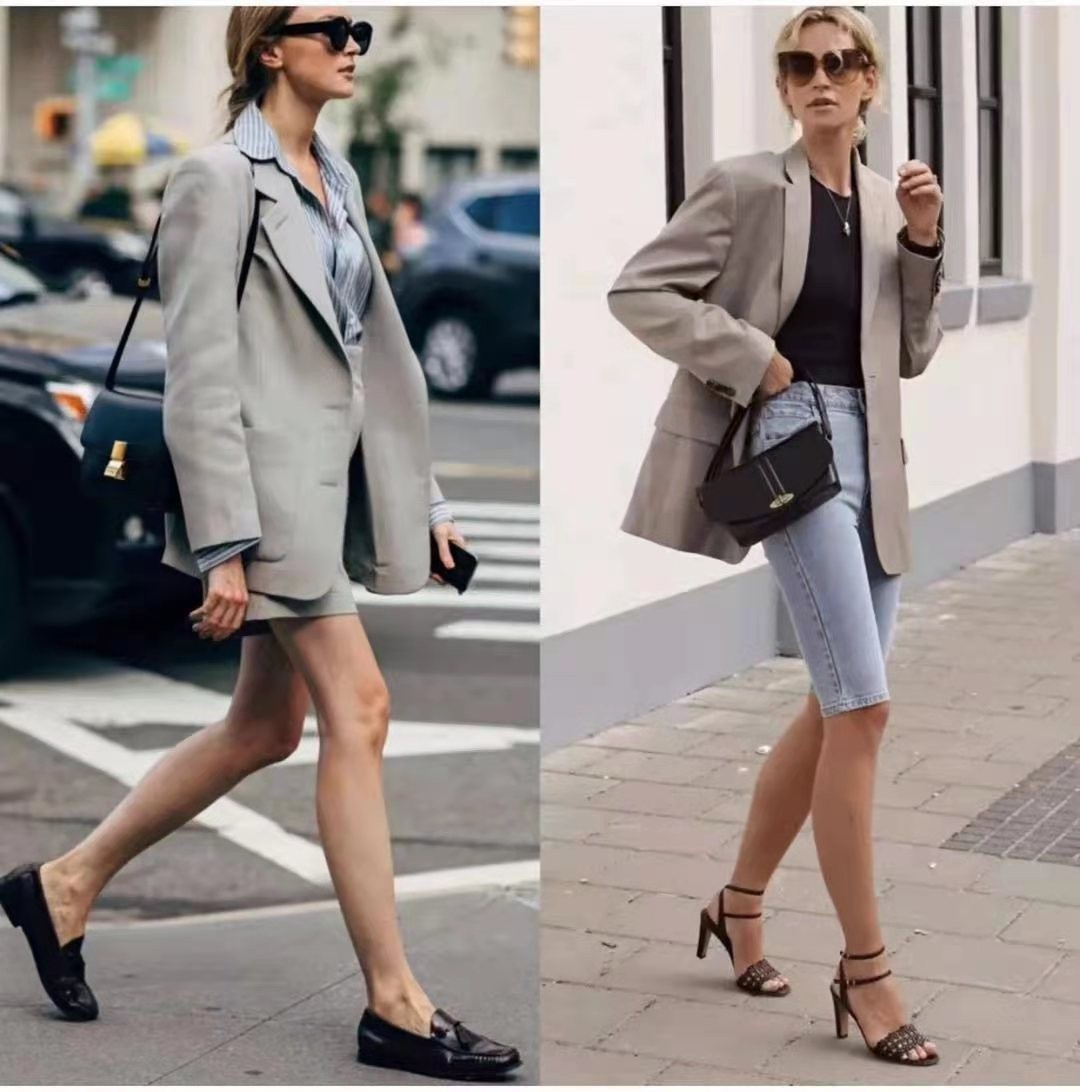 短西装搭配什么裤子好看,西装外套和西装阔腿短裤配什么鞋