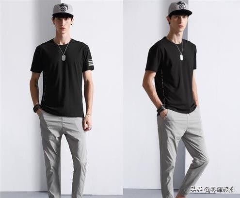 夏季哈伦裤男oversize,黑色哈伦裤搭配蓝色t恤学生党