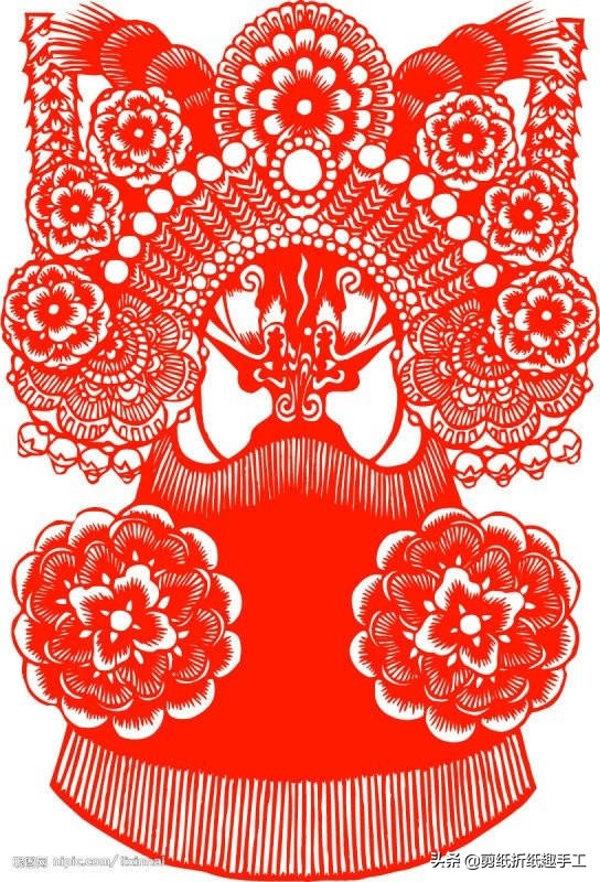 民俗剪纸戏曲脸谱剪纸图案欣赏,花旦脸谱简笔画简单又好看剪纸