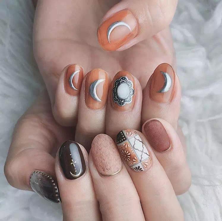 奶油皮纹法式格纹美甲教程,皮草胶美甲款式图案