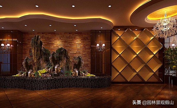 室内假山风景图,室内假山图片及价格