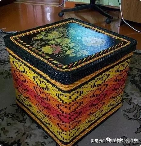 旧报纸变废为宝手工编织收纳筐,旧报纸制作简易的收纳筐