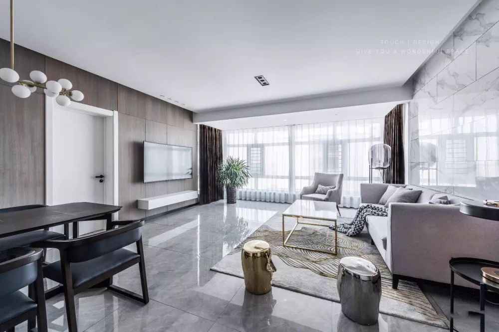 客厅地砖颜色怎么选现代简约款,冠珠摩卡灰地砖客厅效果图