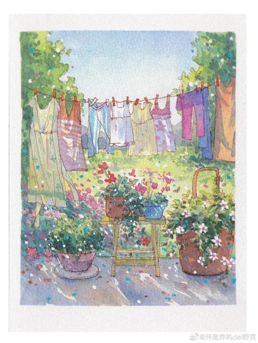 意境钢笔水彩画步骤,钢笔水彩画临摹简单入门