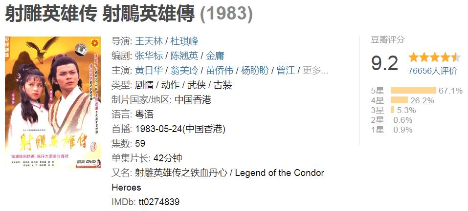 射雕英雄传的江南七侠,七个版本郭靖射雕