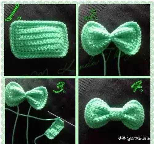 蝴蝶结的钩法教程全过程,金边蝴蝶结钩针详细教程图解