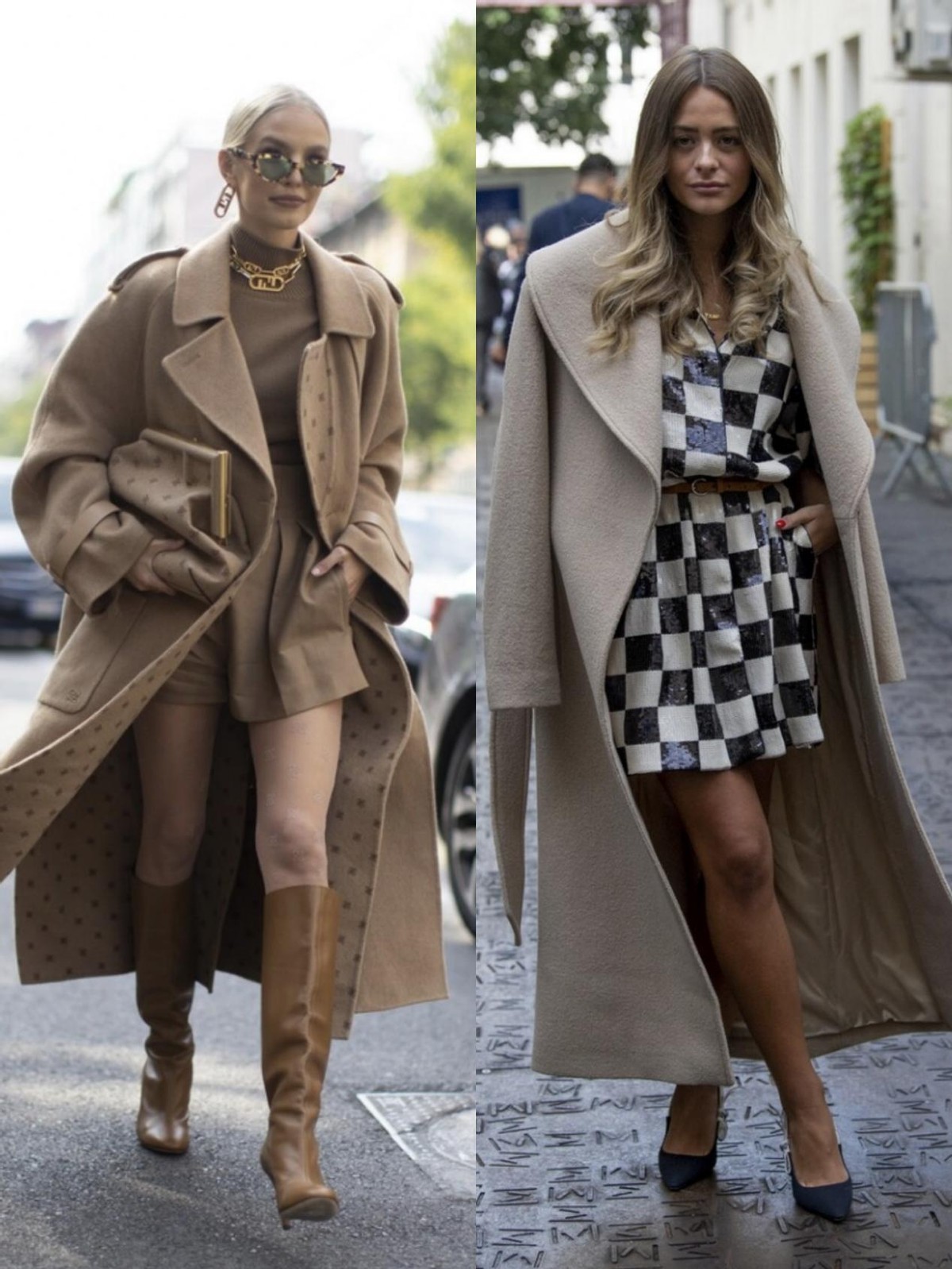 穿温暖驼色系配基础色更质感,摩卡色打底搭配驼色外套