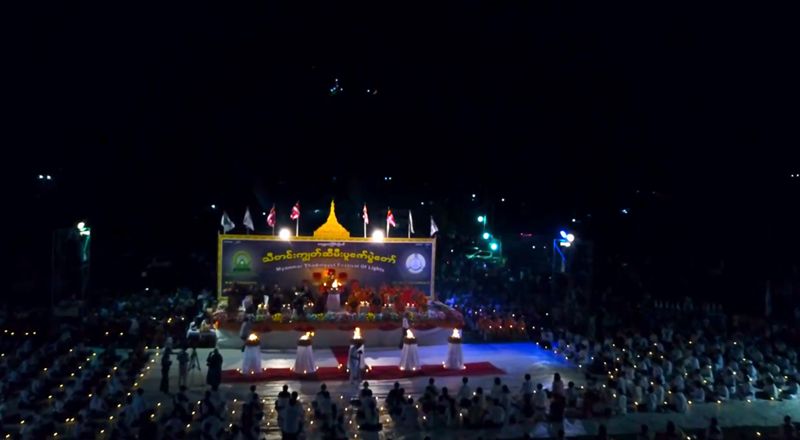 缅甸超大孔明灯,缅甸放飞孔明灯