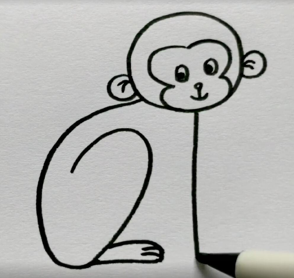3到6岁小猴子简笔画简单款,用彩笔画一个简单的猴子简笔画