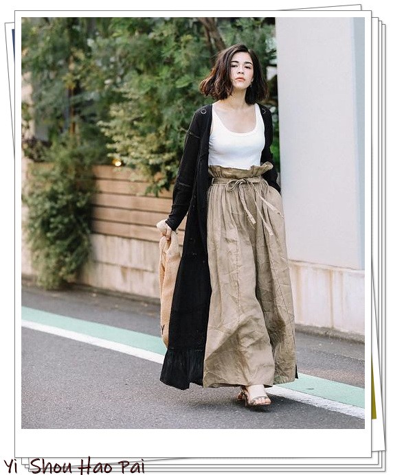 亚麻垂感裤搭配,杏色阔腿亚麻裤的搭配