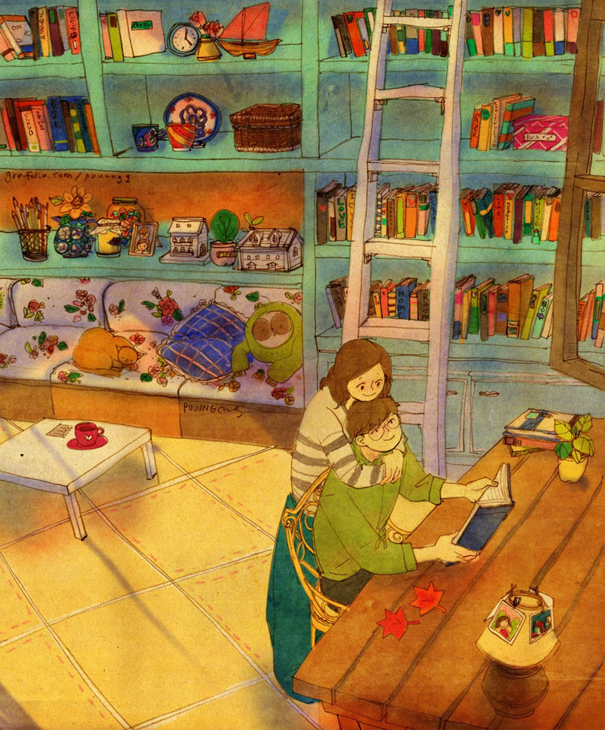 韩国插画师leekyuyoung暖心作品,韩国插画师图片