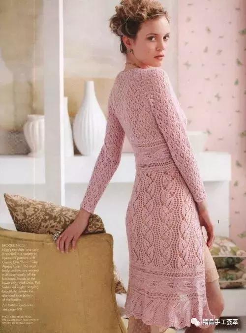 蕾丝鱼尾连衣裙钩织教程,棒针织连衣裙子的教程成人款
