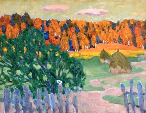 油画色彩风景,简单的风景画作