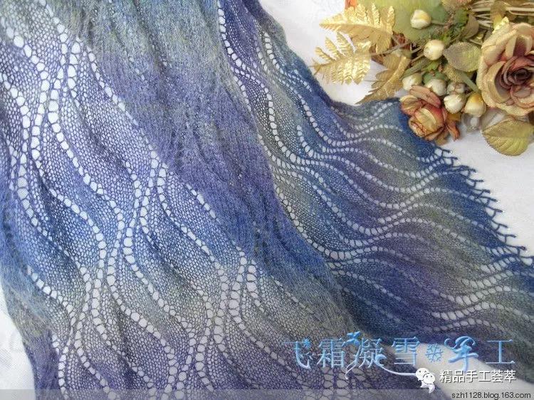 鑫妈手工双色波浪花围巾的织法,漂亮的波浪花样的围巾织法