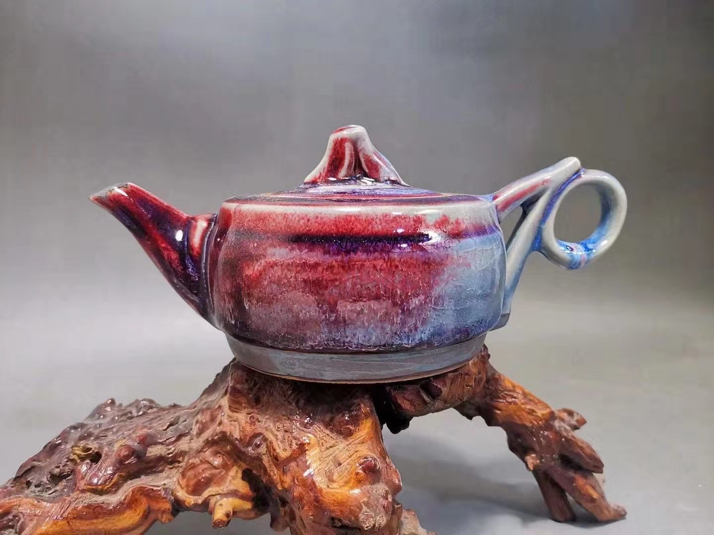 钧瓷瓷器窑变艺术,钧瓷大师贺文奇梅瓶