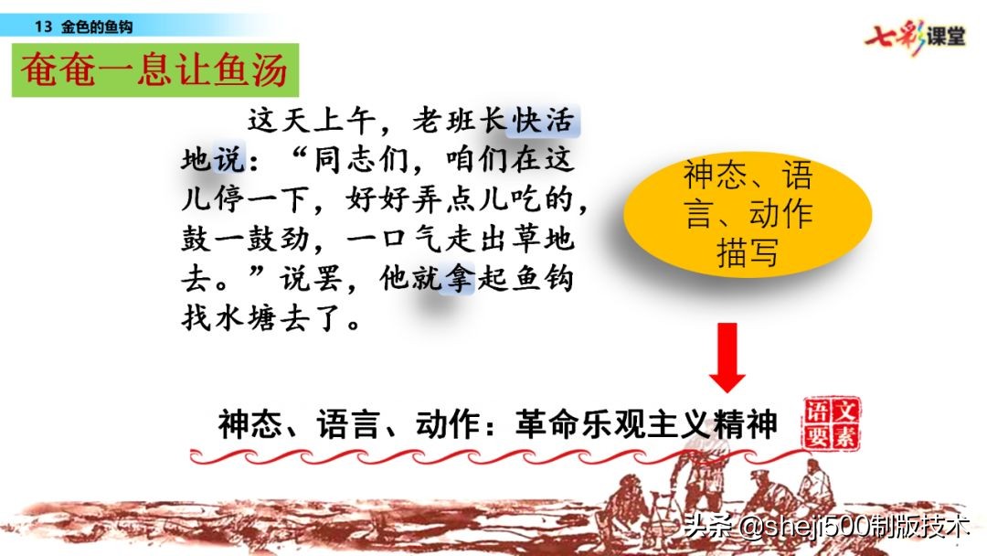 部编语文六年级下13课《金色的鱼钩》知识要点图文讲解同步练习