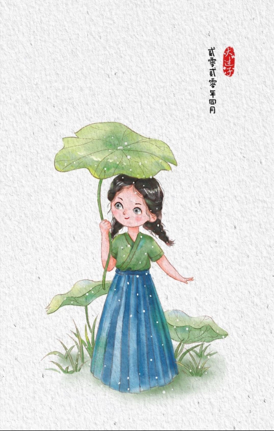 q版汉服插画教程,古风汉服美人插画q版
