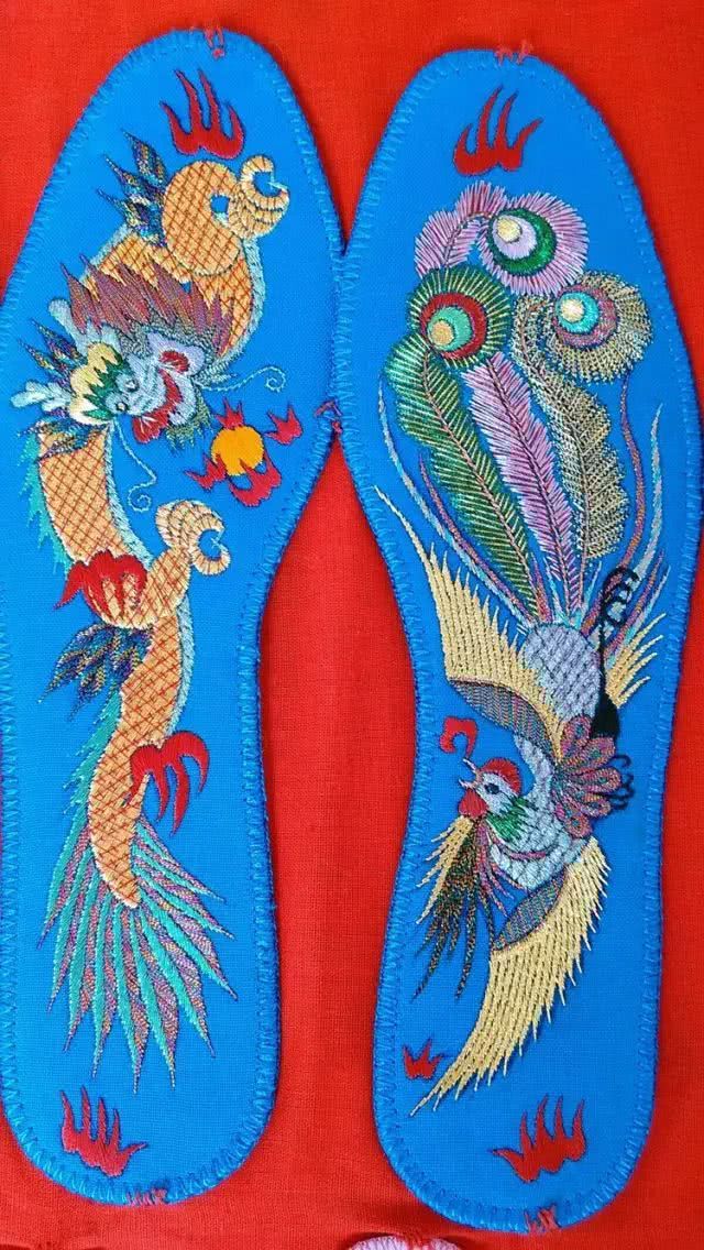 老式鞋垫60后的图案,46码刺绣鞋垫成品