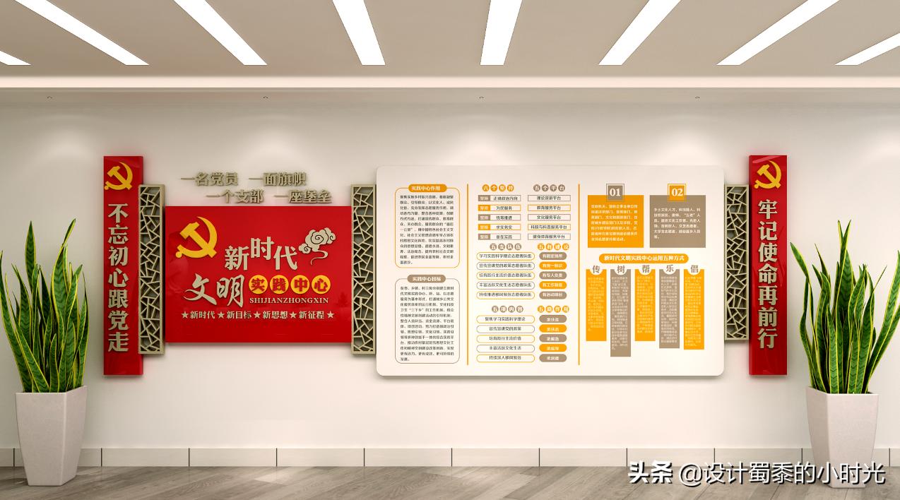 企业党建文化墙文字,大气竖版党建文化墙创意设计